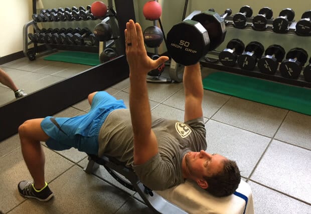 James Demonstrating Dumbbell Single Arm Press