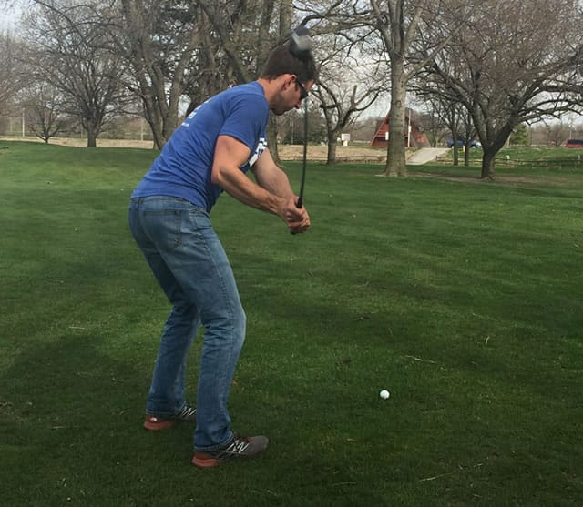 James golfing after the GoRuck Heavy Challenge