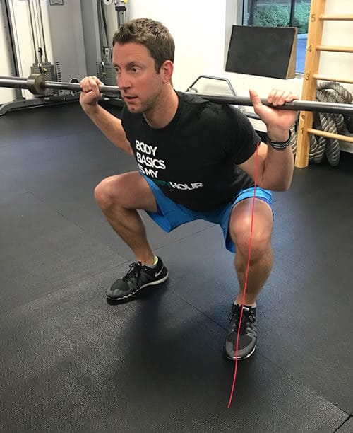 James Squatting Line Through Knee