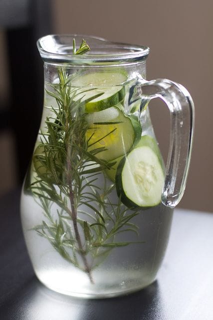 Pitcher of Lemony Herb Cucumber Water